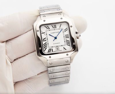 Cartier Santos 316L Steel Imported 8215 Movement 47.5*39.8MM Silver/Rose Gold Bracelet Men Watch